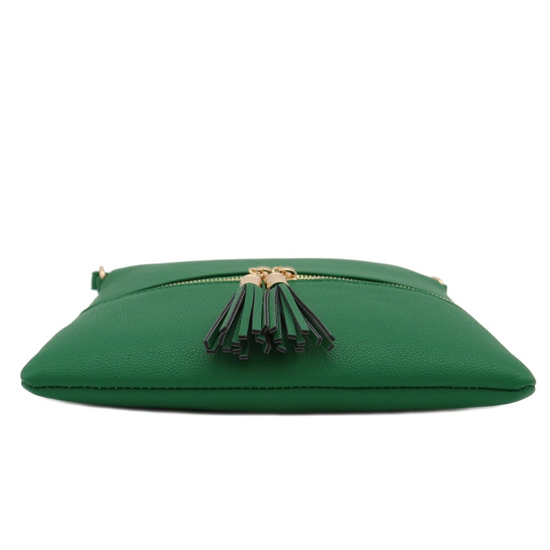 DELUXITY Lightweight Medium Crossbody Bag with Tassel (Kelly Green) - Image 4